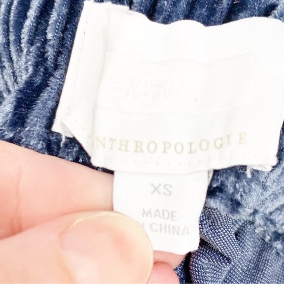 Anthropologie ett:twa Blue Velvet Cropped Pants Size XSmall Solid Ankle N130 - Picture 3 of 3